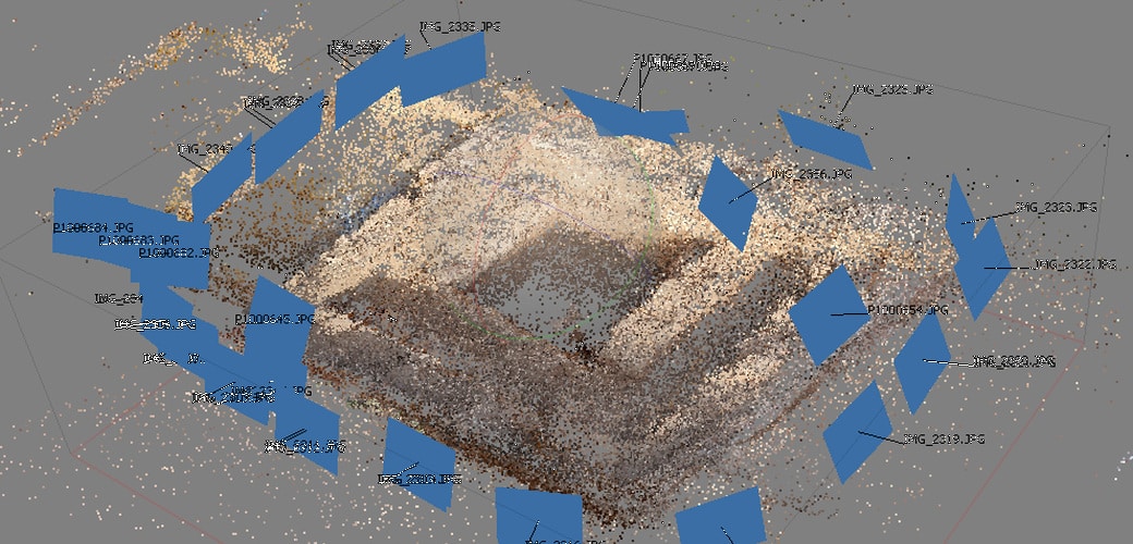 Point clouds generated with the Agisoft Photoscan program