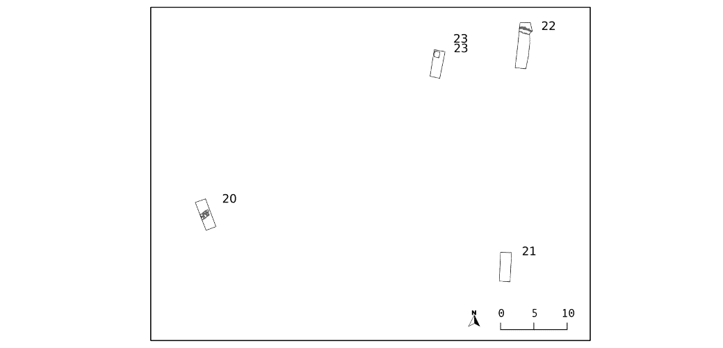 Location of the different surfaces intervened